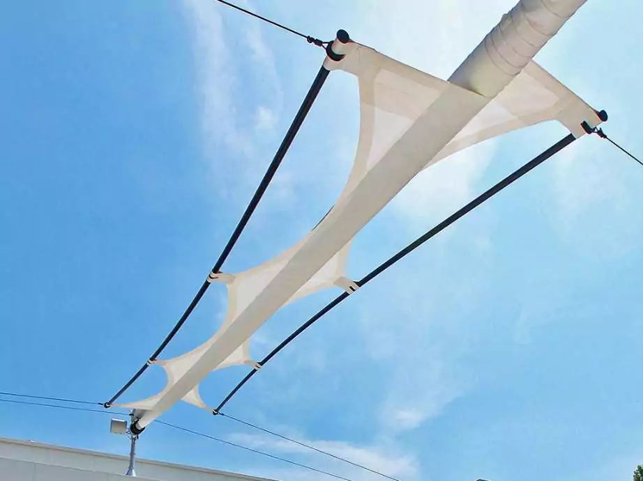 Sonnensegel Rechteck eingerollt